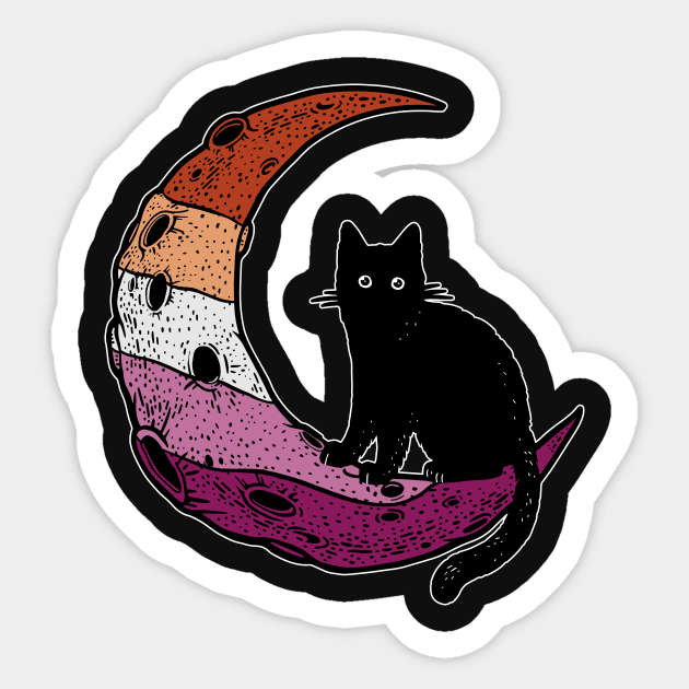 Lesbian Cat Moon Sticker by Psitta